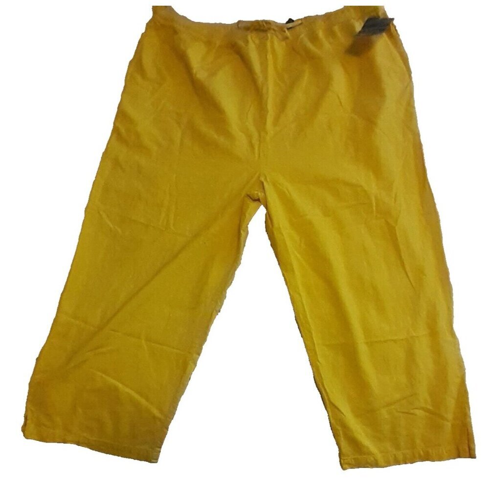 Mlle Gabrielle Crop Pants Sunshine Yellow Cool Elastic Drawstring 3X Tiny Flaw